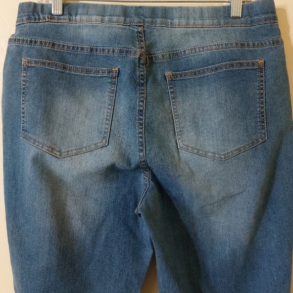 Boston Proper Plus Size 14 Glitter Pull-on Blue Denim Jean Jegging Pants - Picture 6 of 12